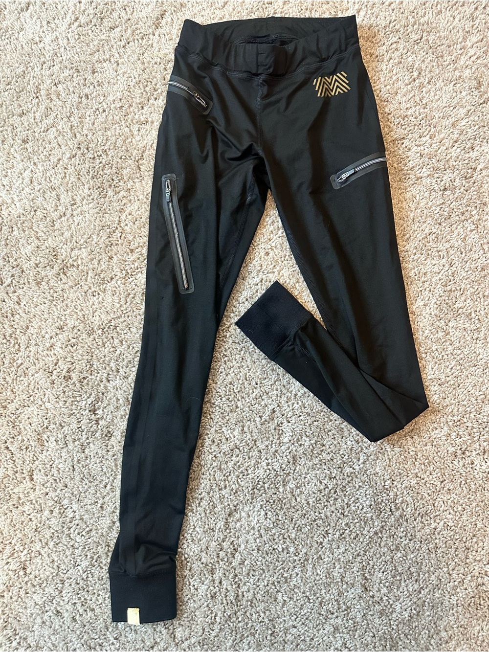 Monreal London Black Performance Leggings Size S Zip Pocket Athletic Running